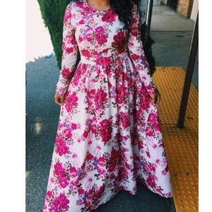 Pink floral maxi dress