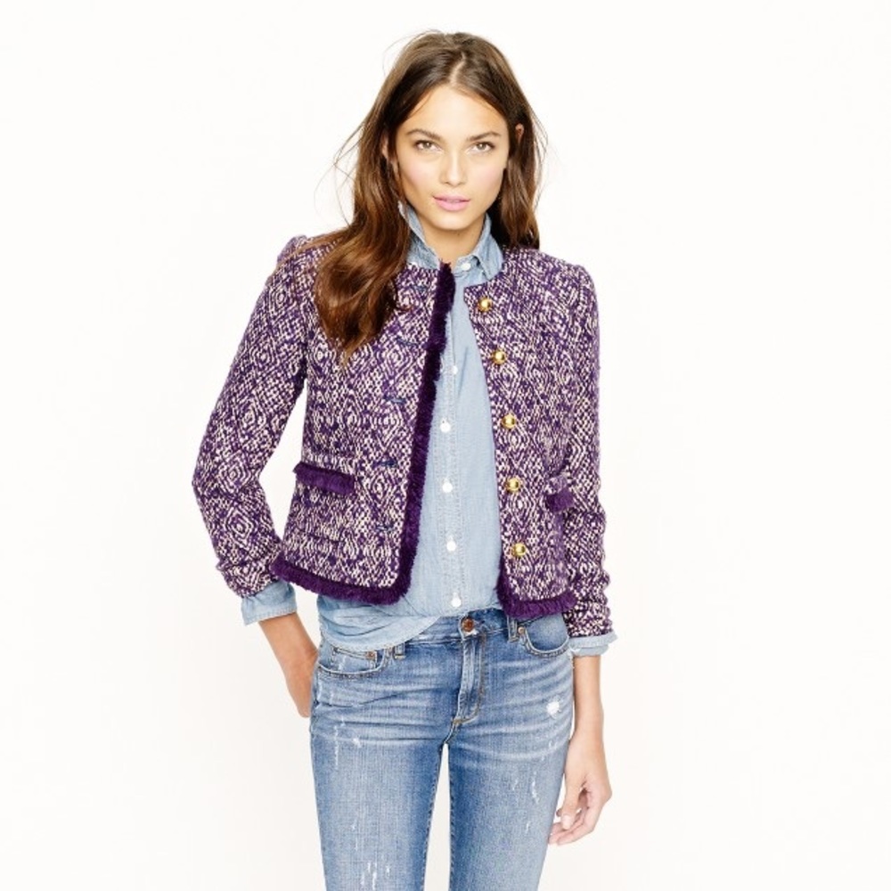 J.Crew Lady Jacket in Corkscrew Tweed in Red - Picture 2 of 8