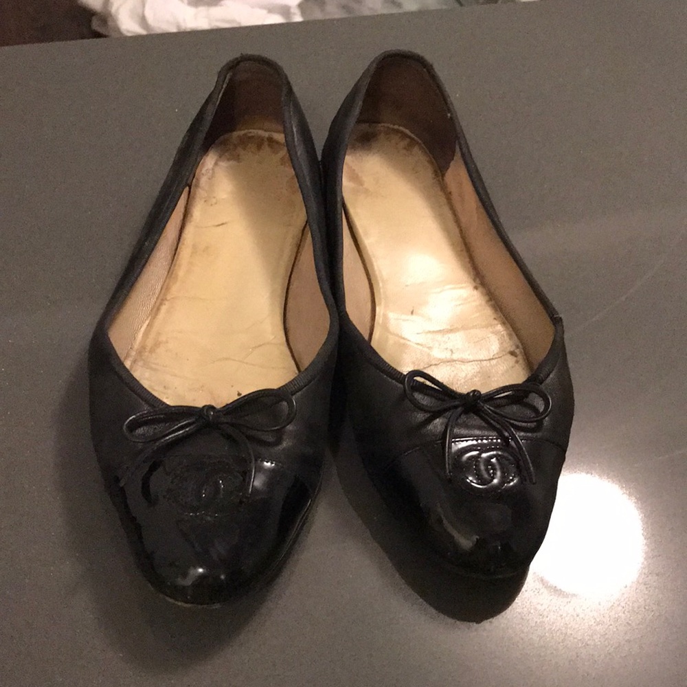 Black Chanel flats, size 41.5
