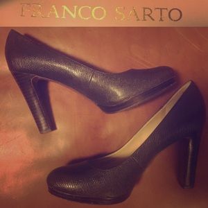 Franco Sarto Chocolate Brown Snake Embossed Pumps