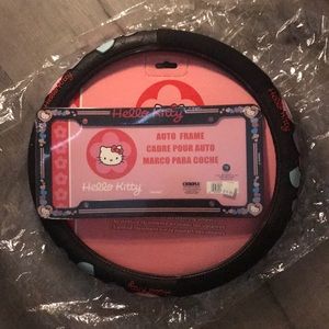 Hello Kitty Steering Wheel Cover and Auto Frame