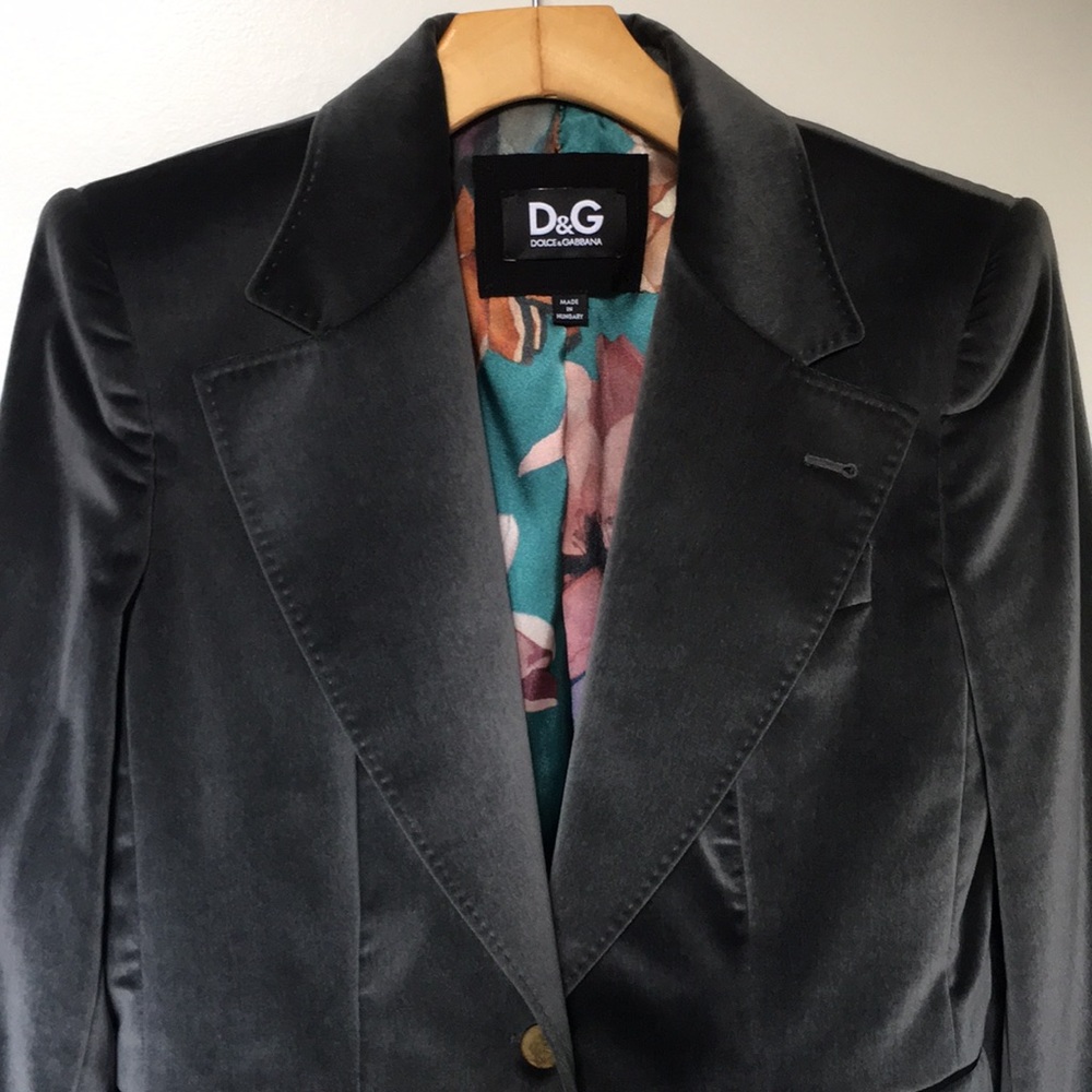 Dolce & Gabbana gray velvet blazer jacket