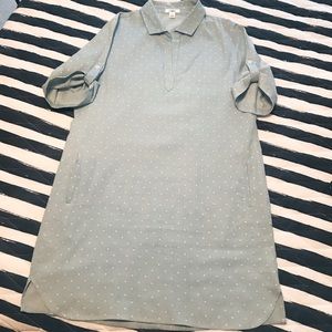 Chambray polka dot shirt dress