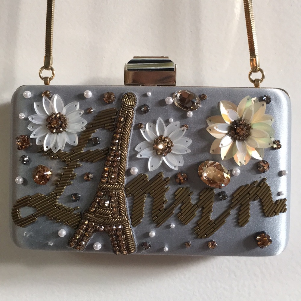 Lanvin box clutch light blue Paris
