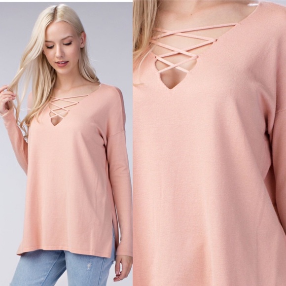 Sweaters - Lace up sweater