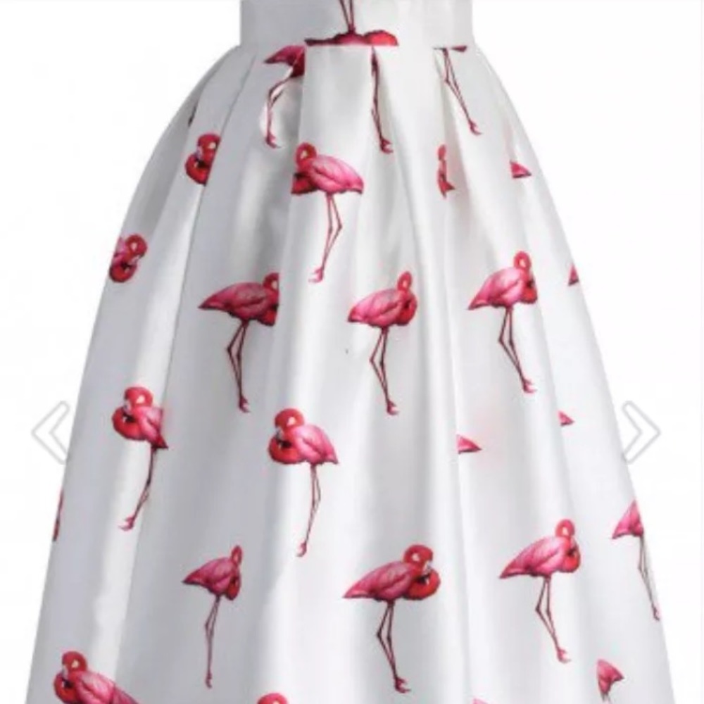 Chic Flamingo Pleated A-Line Skirt SZ S/M