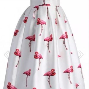 Chic Flamingo Pleated A-Line Skirt SZ S/M