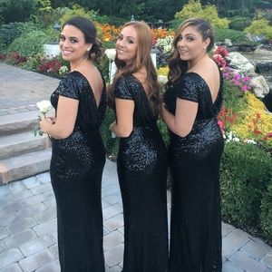 Badgley Mischka Black Sequin Gown