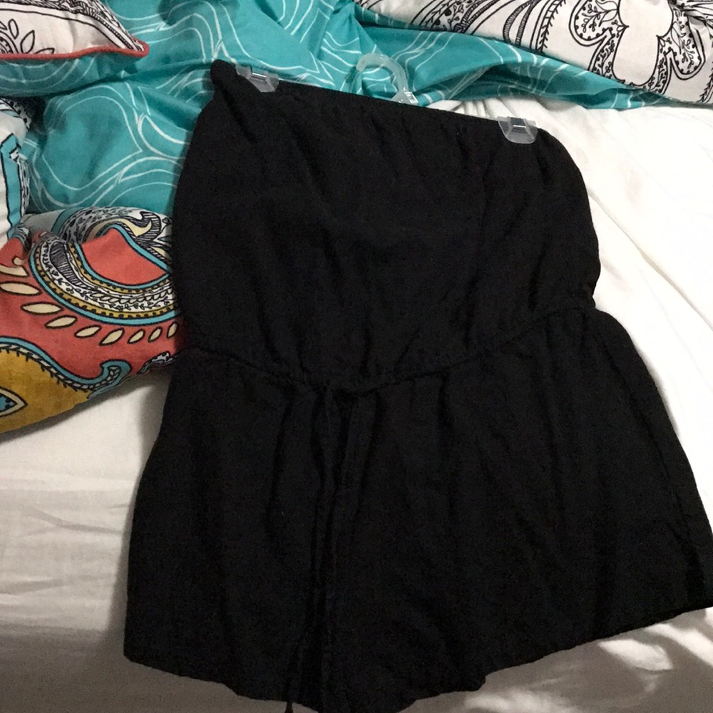 Strapless black romper
