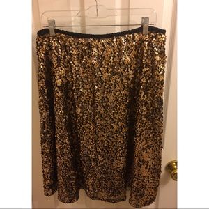 Plus Size Black and Gold Sequined Skirt