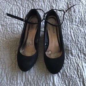 Rampage velvety/suede black wedge Mary Jane Rampage velvety/suede black wedge Mary Jane