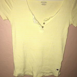 Stripped short sleeve yellow shirt