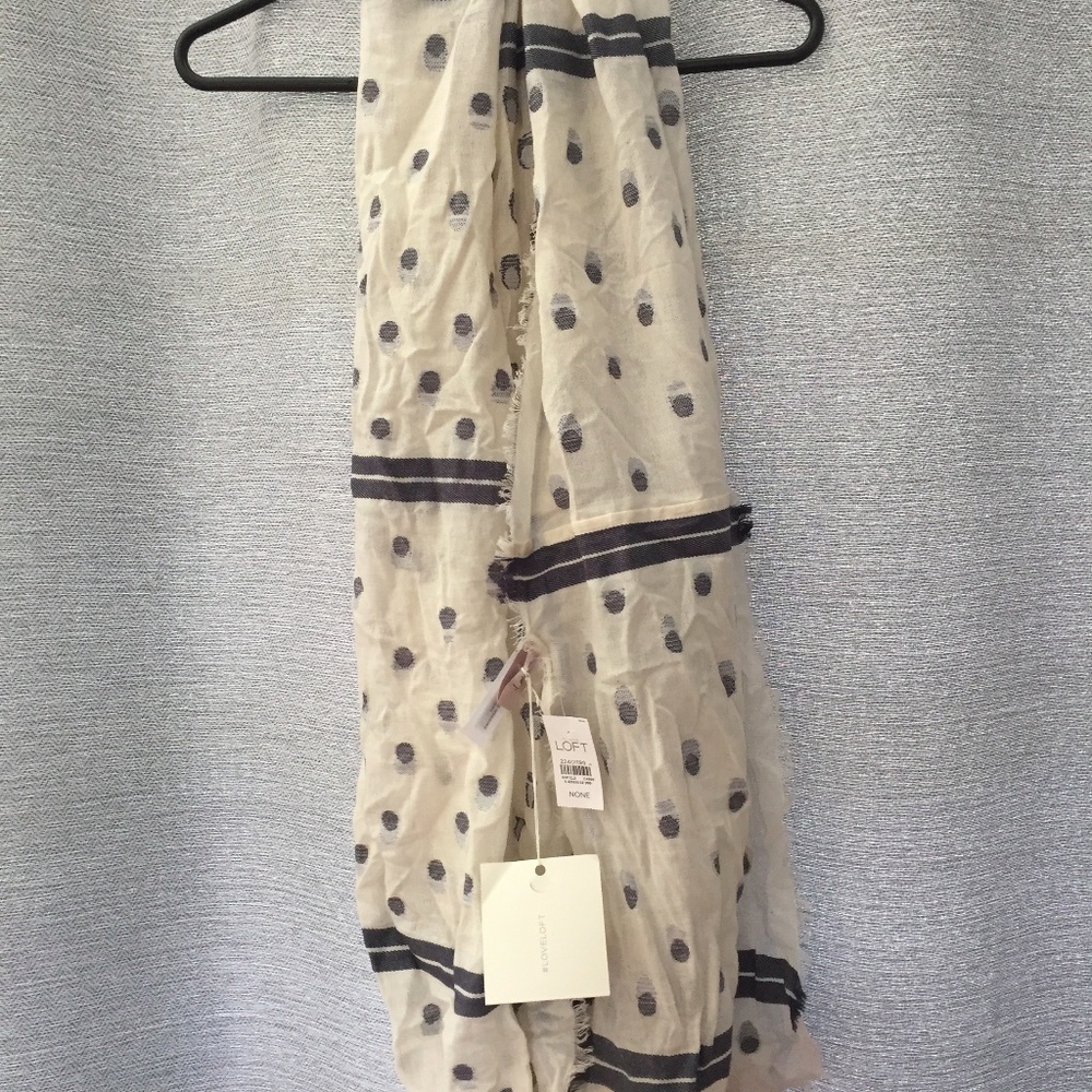 Ann Taylor Loft Navy Dot Stripe Infinity Scarf