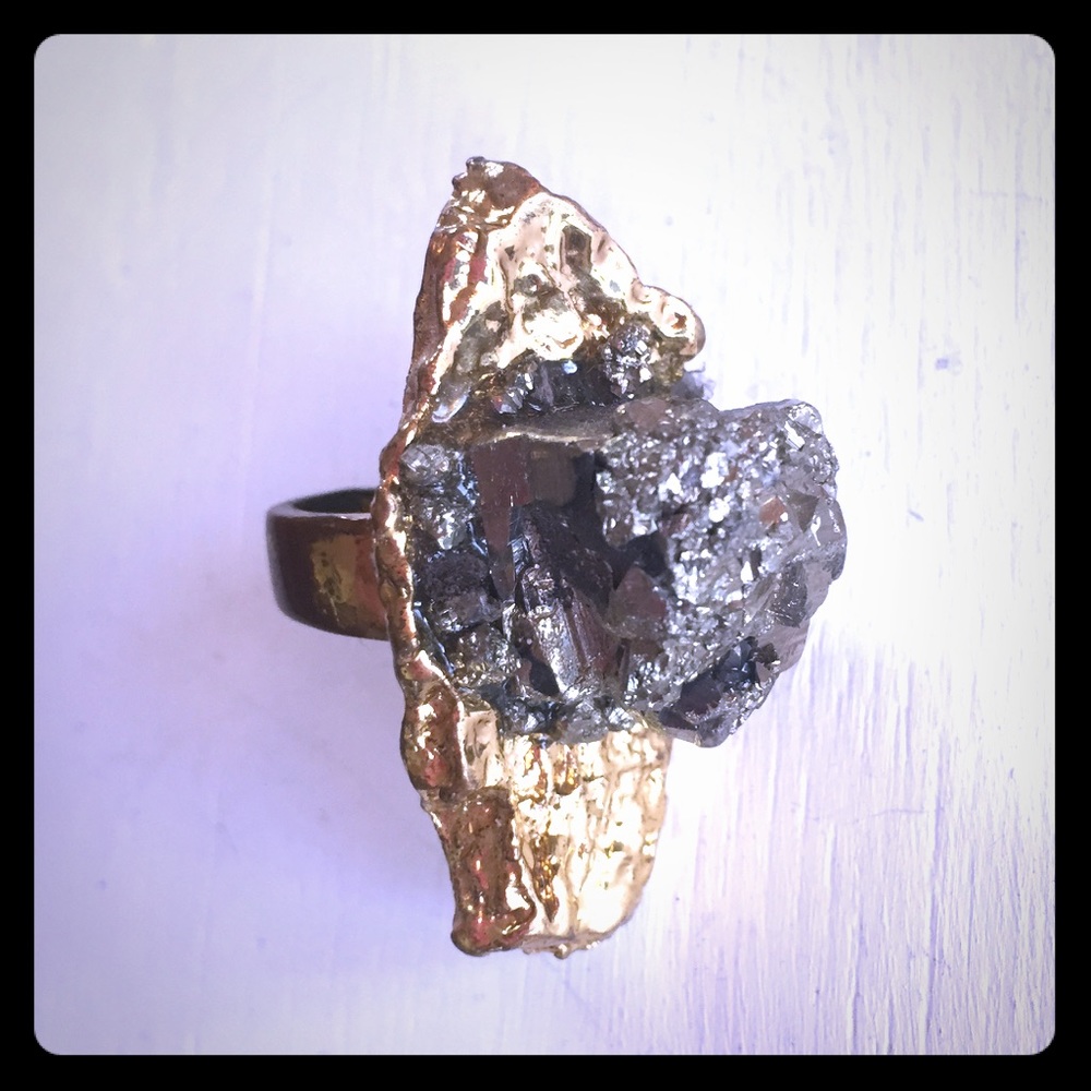 Chunky Gold Silver Rock Boho Gold Nugget Style