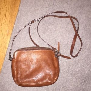 Brown Leather Fossil Crossover Bag