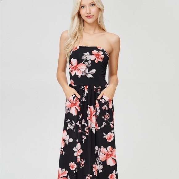 Strapless floral dress - Picture 2 of 6
