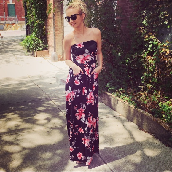 Strapless floral dress - Picture 5 of 6