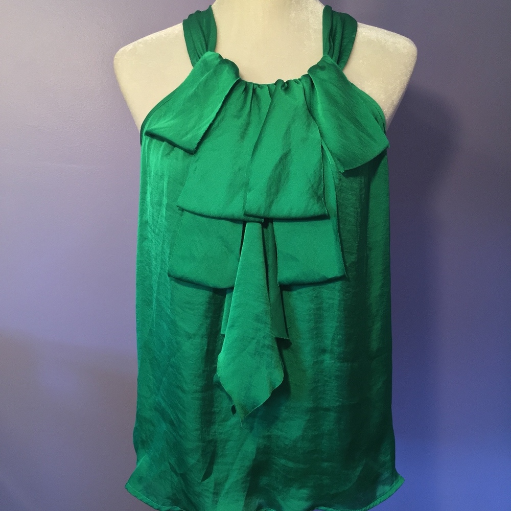 Dark Green Ruffle Front Tank Top