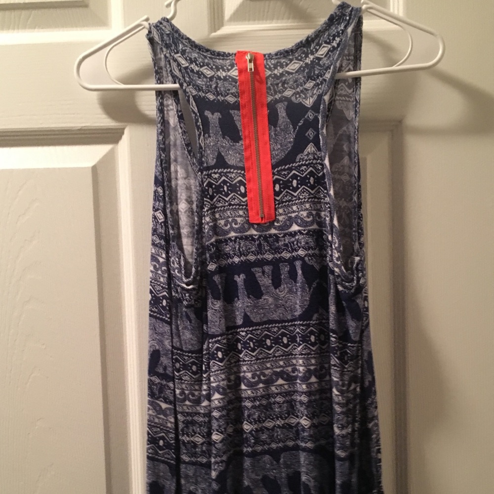 Blue/white & orange tank top