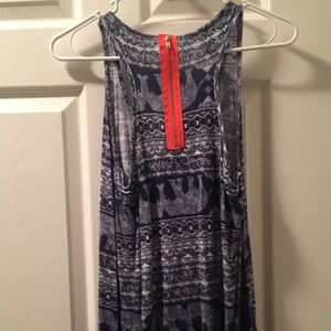 Blue/white & orange tank top