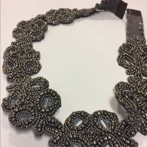 Anthropologie Metallic Grey Beaded Belt