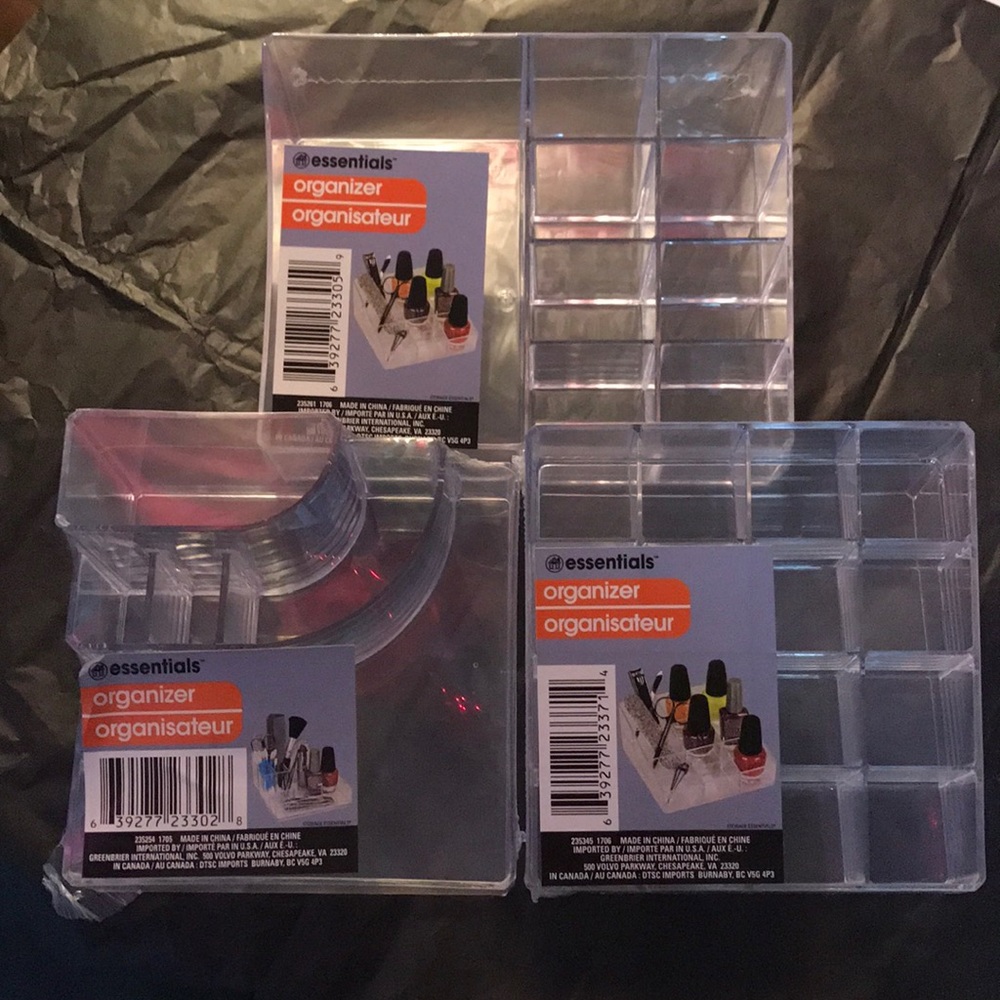 Set of three make up organizers