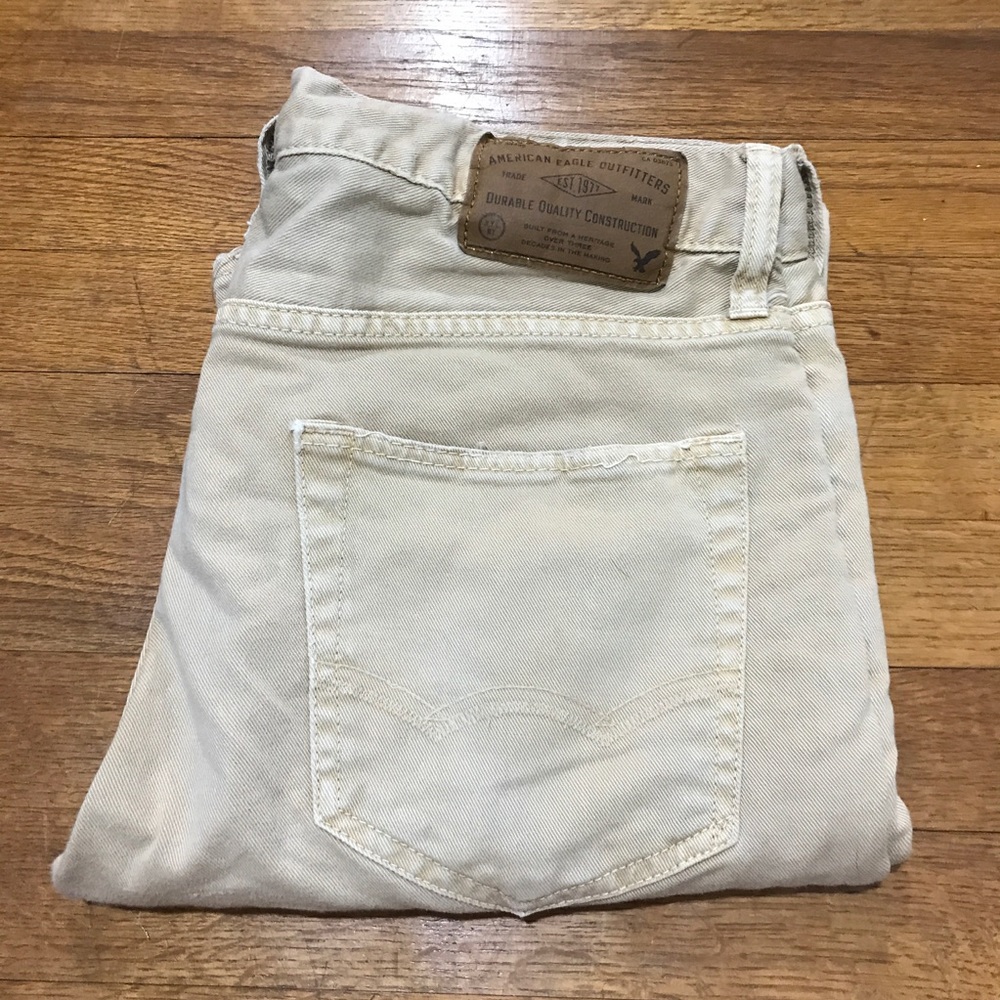 American eagle Khaki denim slim straight leg jeans