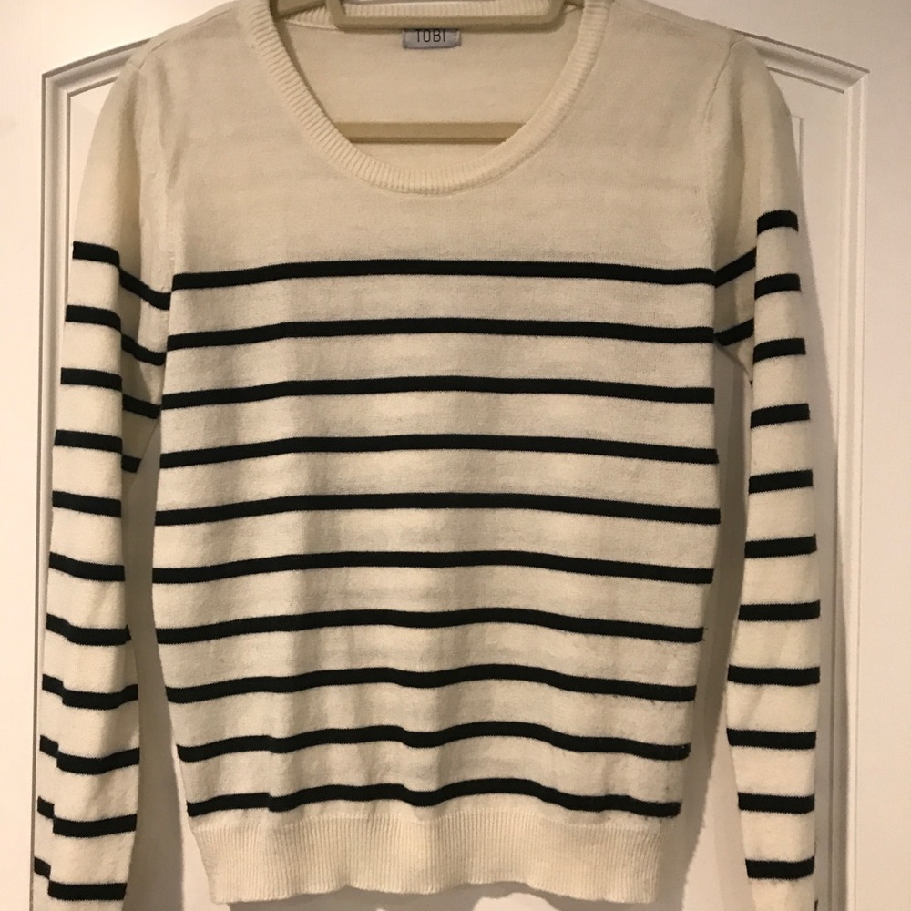 Blue and cream striped sweater