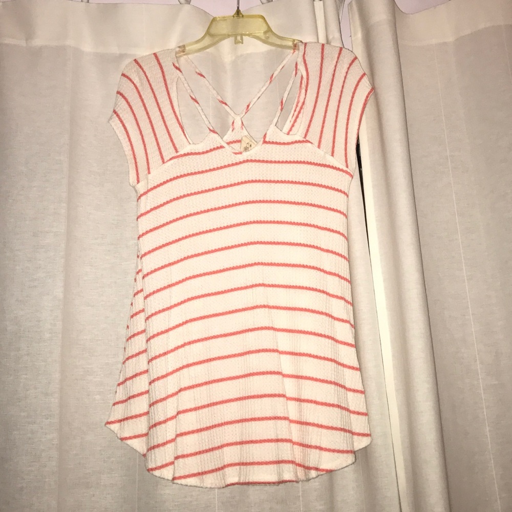 Orange and white striped top