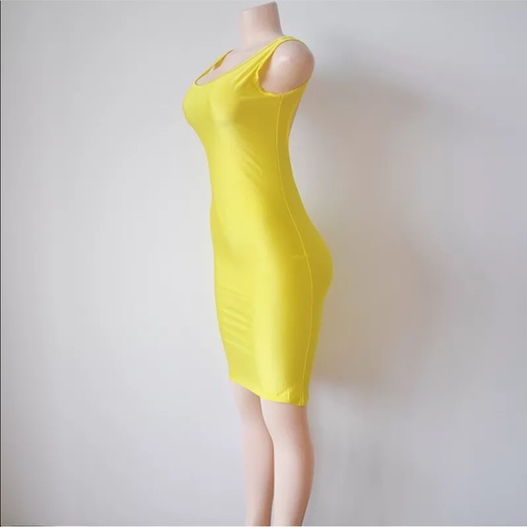 BRAND NEW TIGHT SEXY HOT YELLOW MIDI DRESS!! 💛✔️ - Picture 6 of 8
