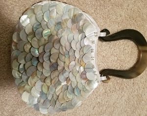 Vintage white mother of pearl clutch 9"x7"