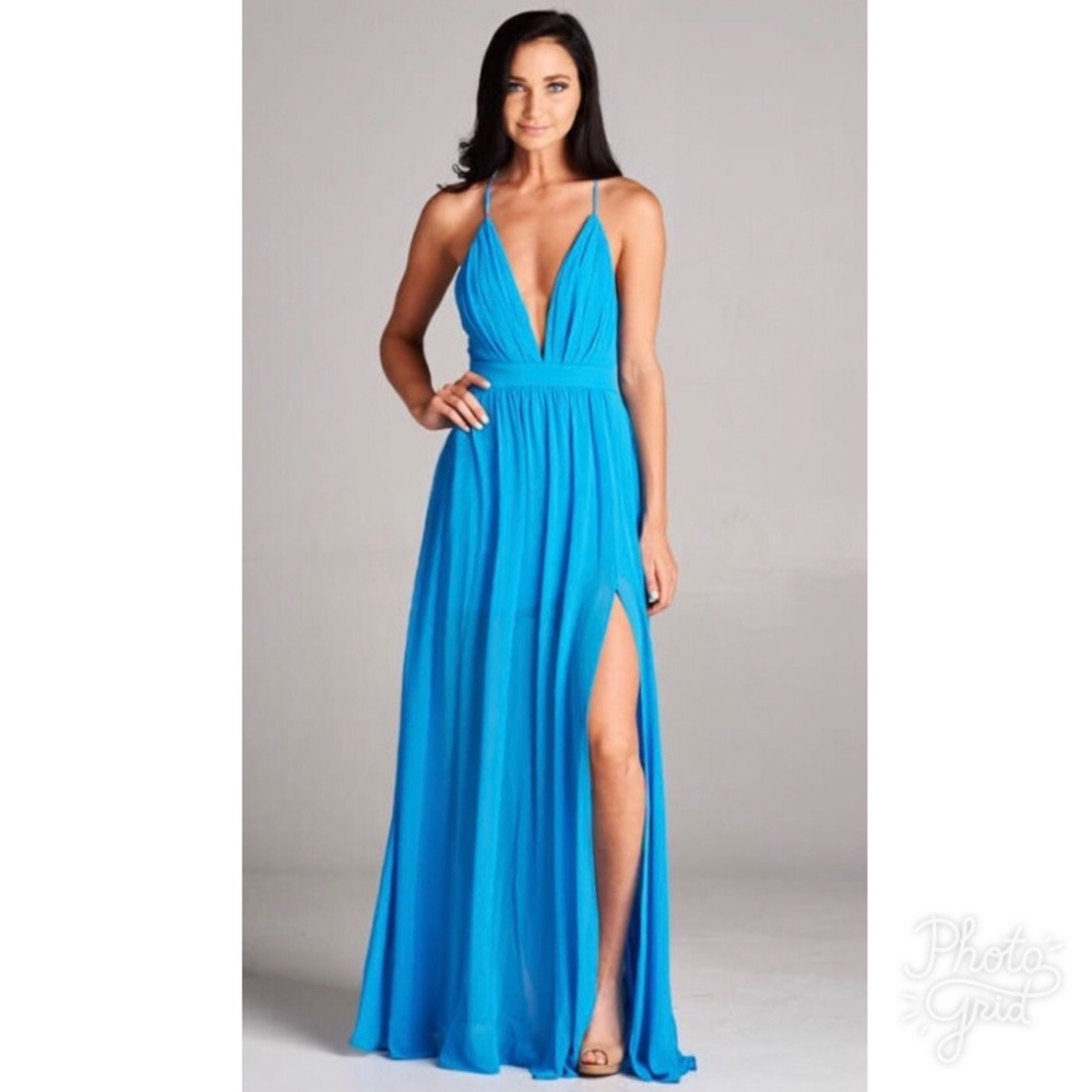 ✨✨Vivid 🦋🦋BLUE 🦋🦋 CHIFFON MAXI Dress✨✨