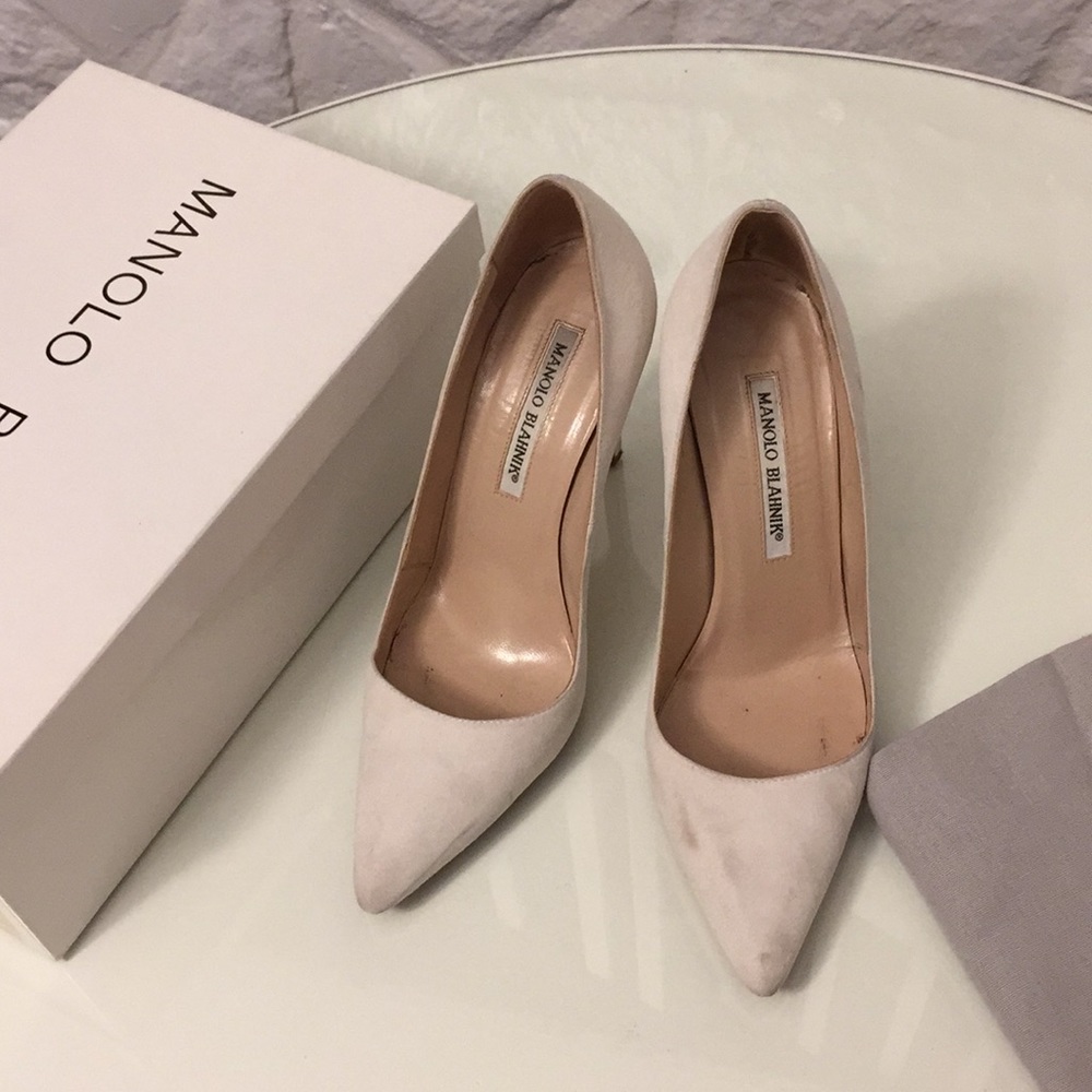 Manolo Blahnik White suede pumps 36.5