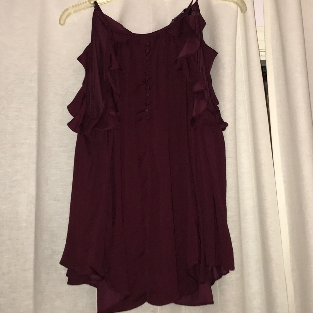 Dark red/burgundy cold shoulder top