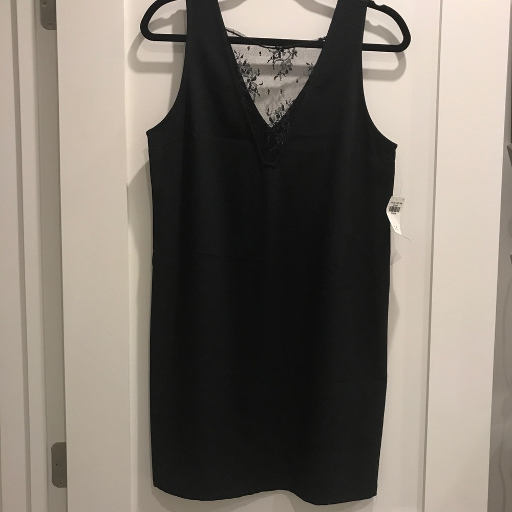 Lace panel neckline dress