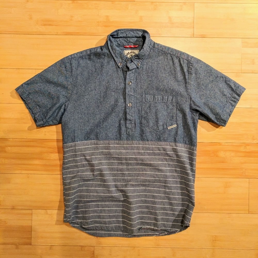 Iron & Resin half button down chambray shirt