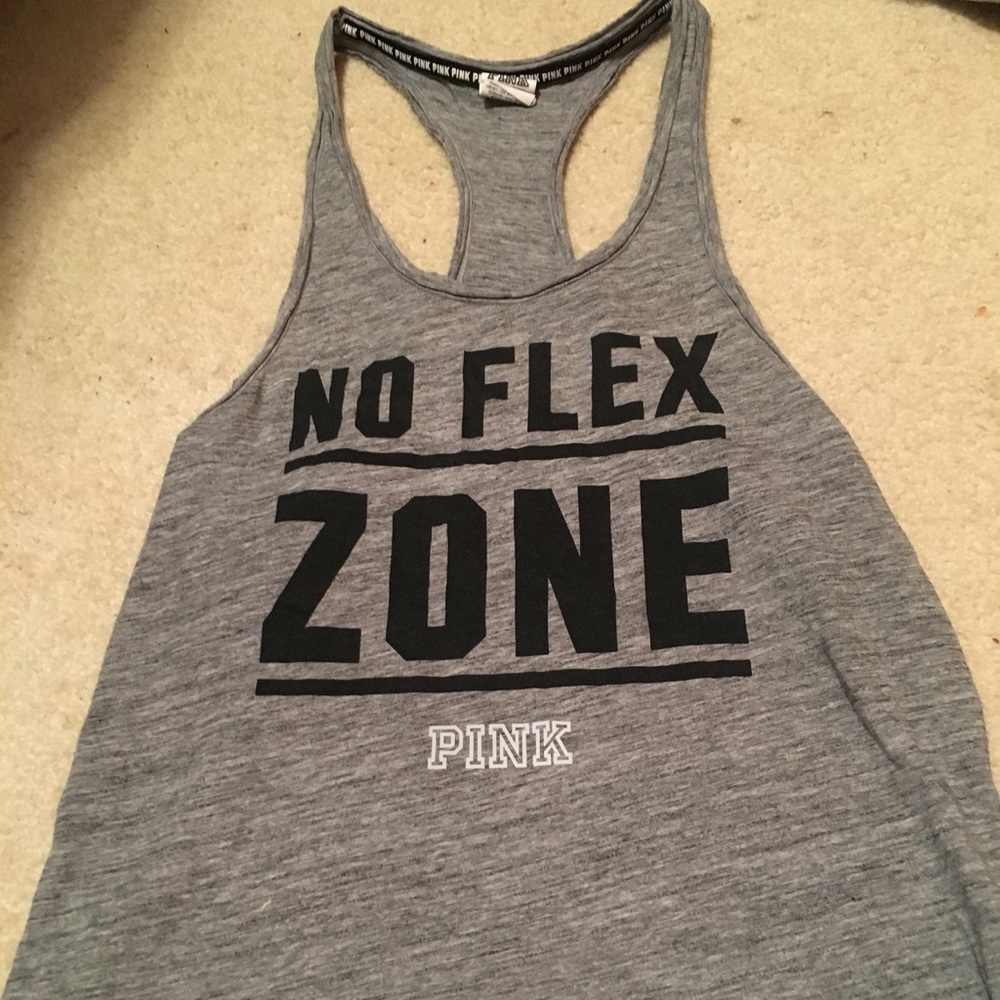 Pink "No Flex Zone" workout tank