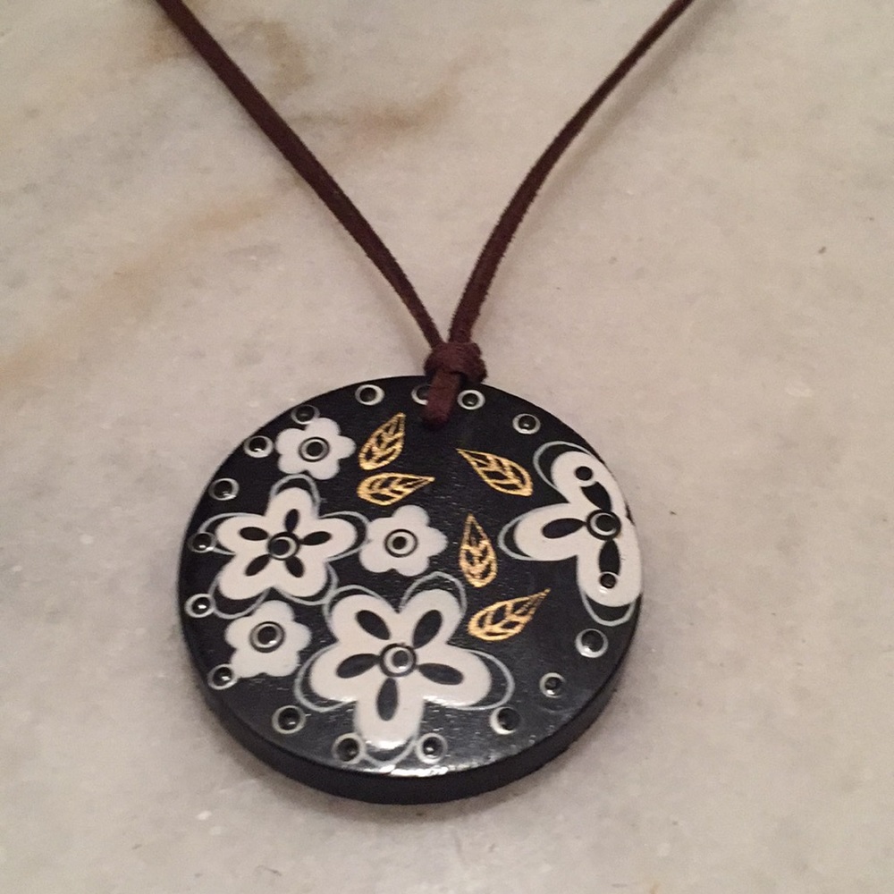 Floral Boho Wooden Necklace 18"