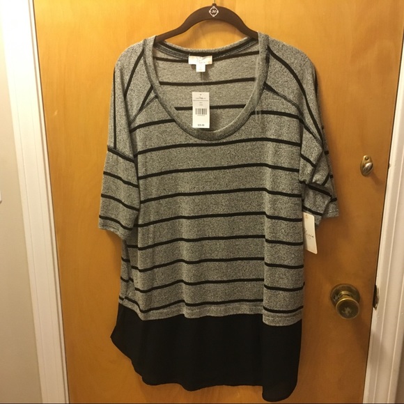 Grey and black short sleeve tunic BNWT sz L - Picture 1 of 3