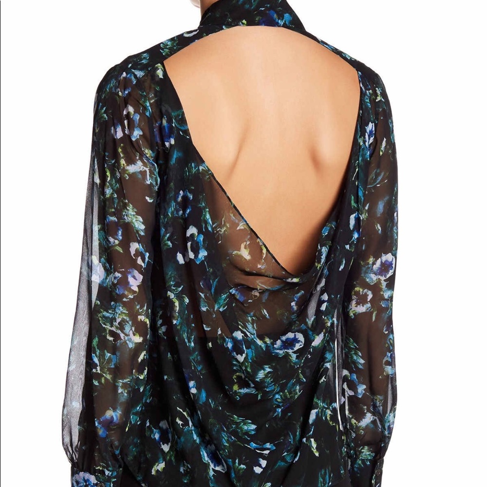 Haute Hippie Cowl Back Button Down Silk Blouse NWT