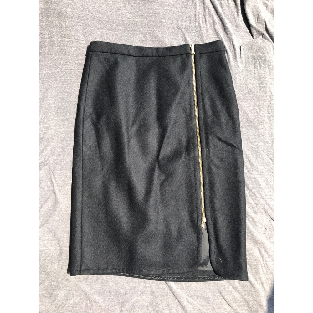 J Crew Black Wool Zipper Pencil Skirt