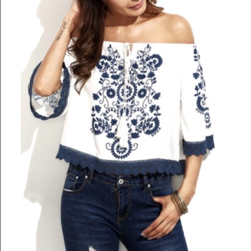 La Lita off the shoulder embroidered top!