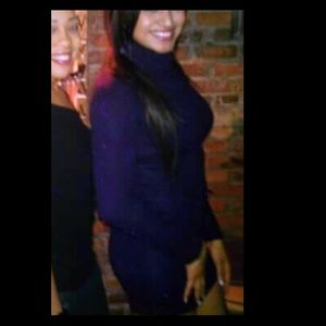 Turtle neck purple winter dress