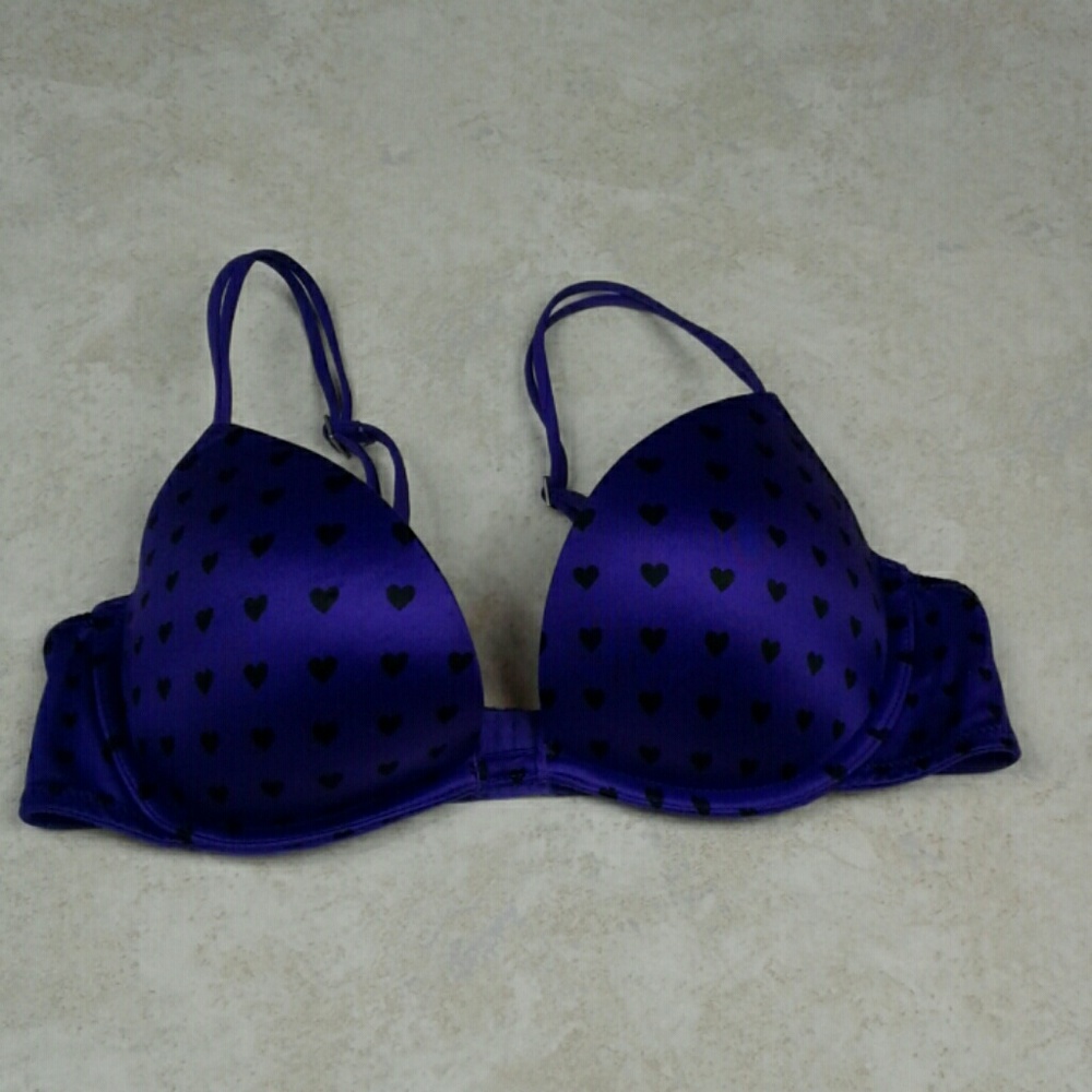 Victoria's Secret pink push purple hearts bra. 34B
