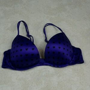 Victoria's Secret pink push purple hearts bra. 34B