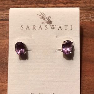 Oval amethyst earrings