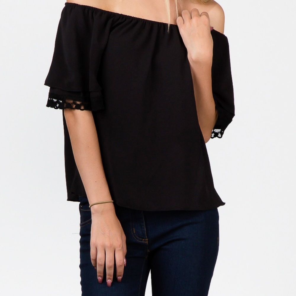 Black off the shoulder top - Picture 2 of 4