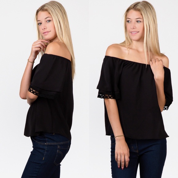 Tops - Black off the shoulder top