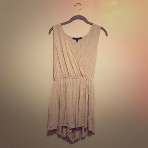 Knit cross front oatmeal tshirt romper