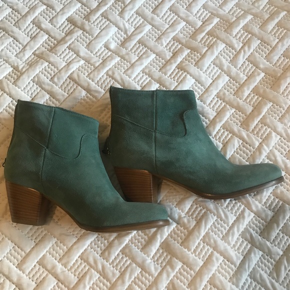 teal leather ankle boots